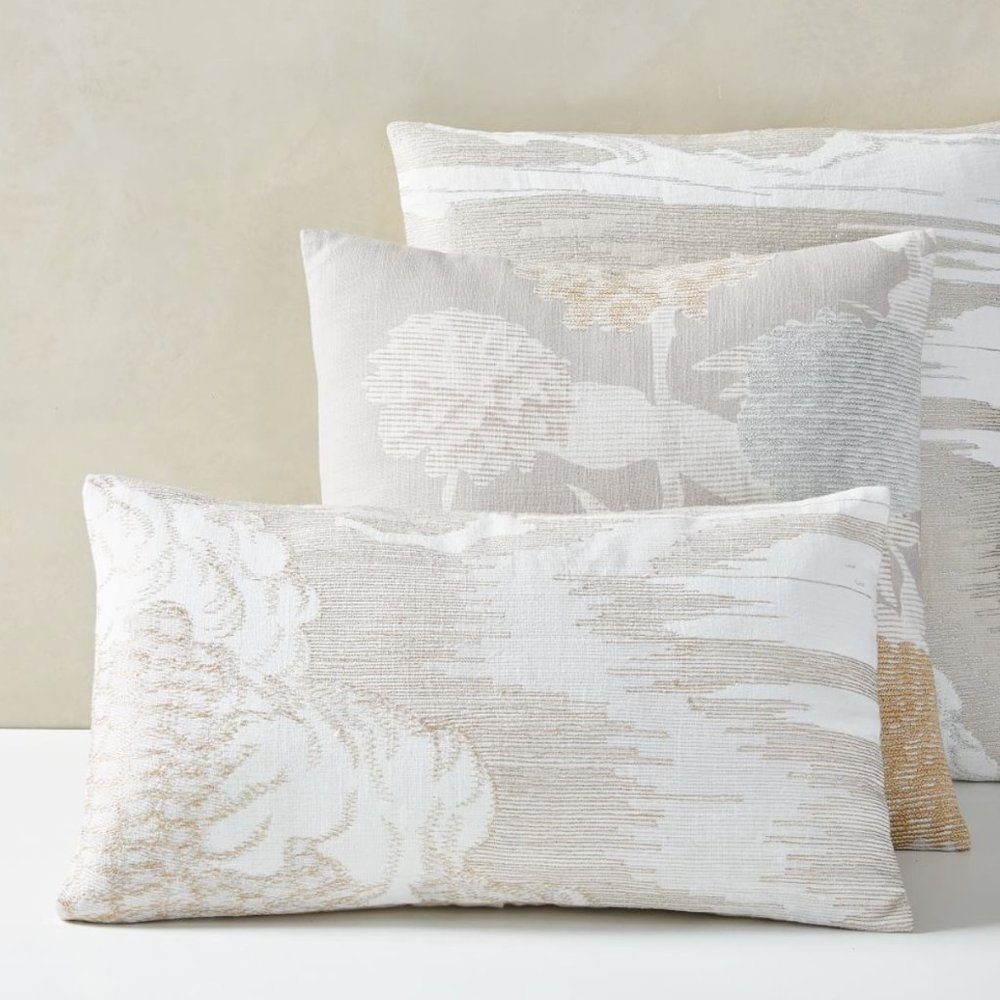 West Elm Rectangular Embroidered Etched Pillow